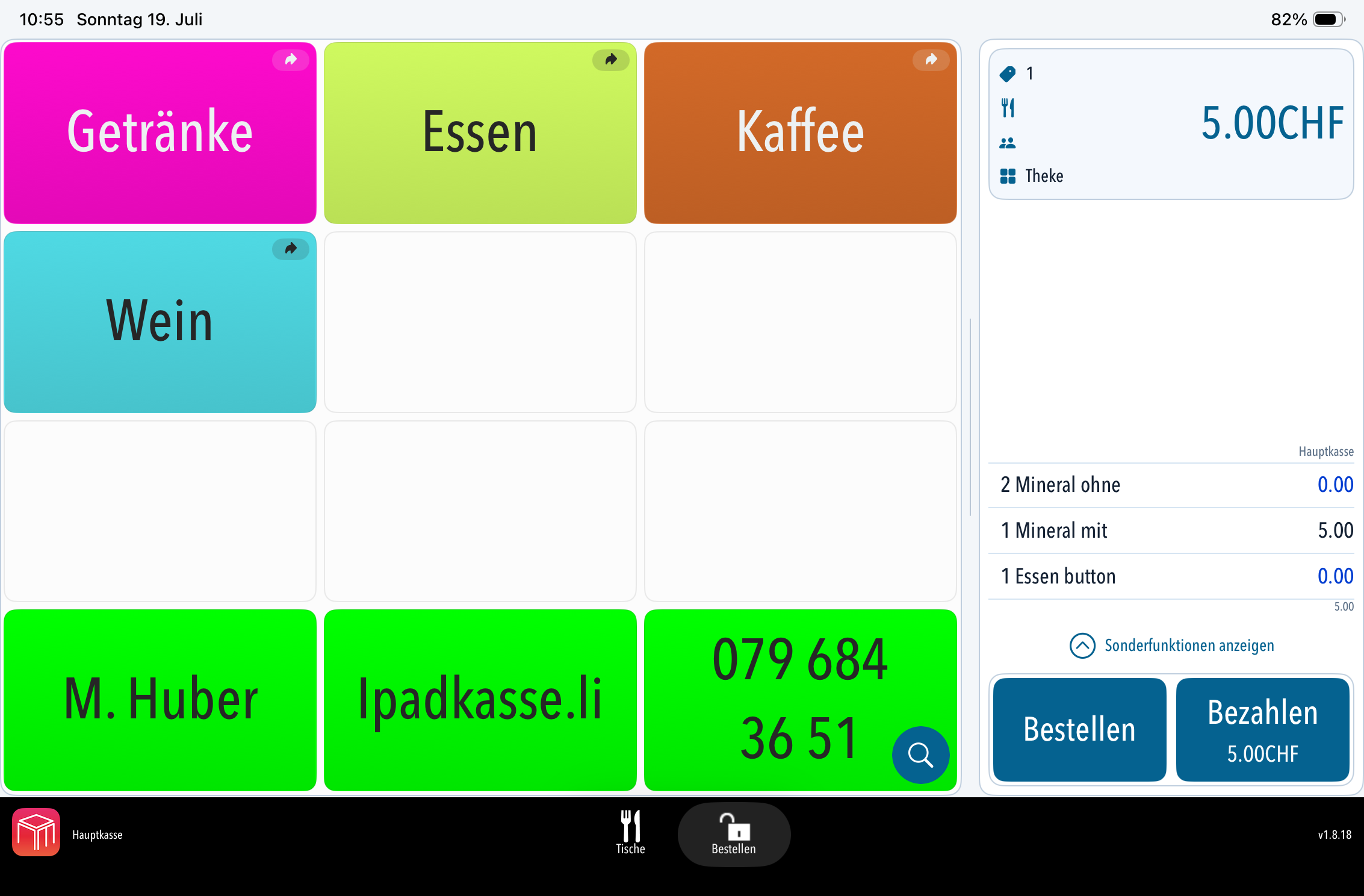 Waiterone Release 1.8 und neuer Webkonfigurator bei ipadkasse.li